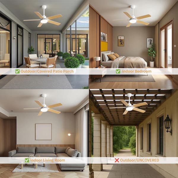 WhisperBloom Blade Span 42 in. Smart Indoor White Ceiling Fan with LED Light Bulbs with Remote Control