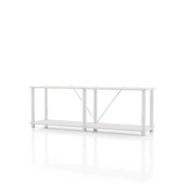 Quincy 16.1 in. Tall White Engineered Wood Wide 2-Shelf Modular Bookcase With Support Rods