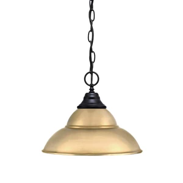 Kingston 100-Watt 1 Light Black Finish Shaded Pendant Light with