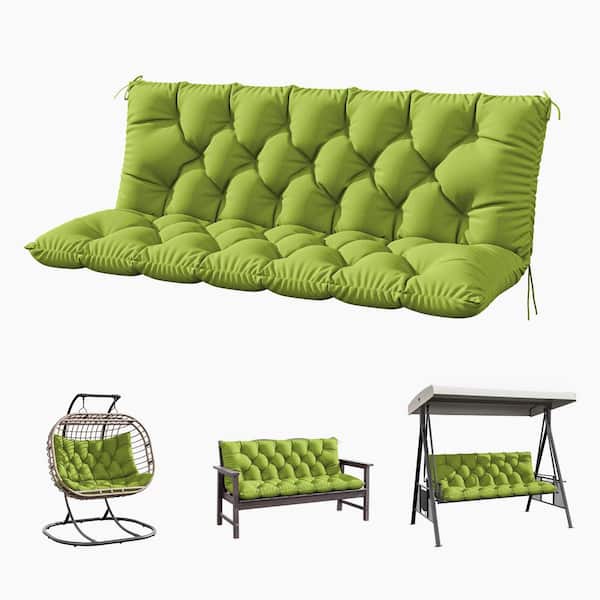 Kimunuk 60 in. x 40 in. x 5 in. 2-3 Seater Contoured Replacement Outdoor Porch Swing Cushion with Backrest Bench Cushion Grass