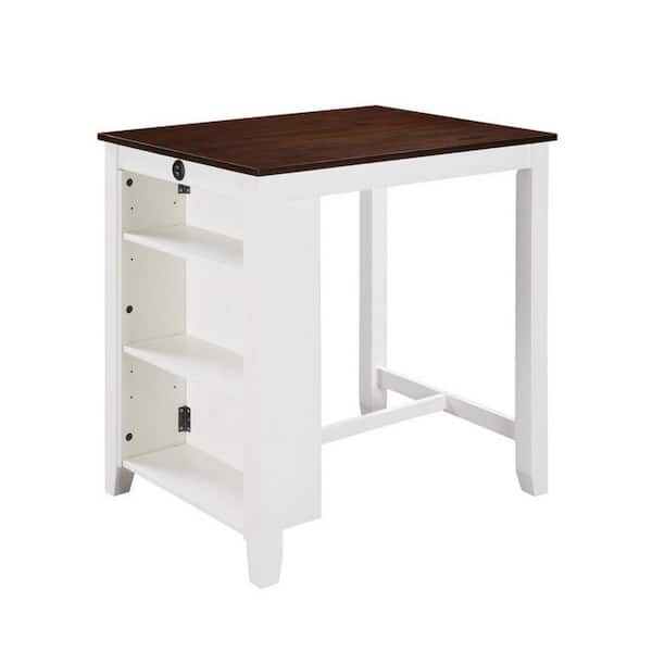 Benjara 36 in. White and Brown Wood 4 Legs Dining Table Seating 4