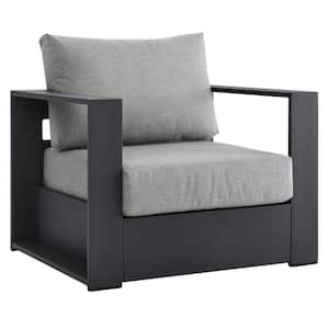 Tahoe Removable Cushions in Gray Powder-Coated Aluminum Outdoor Patio Lounge Chair with Gray Cushions