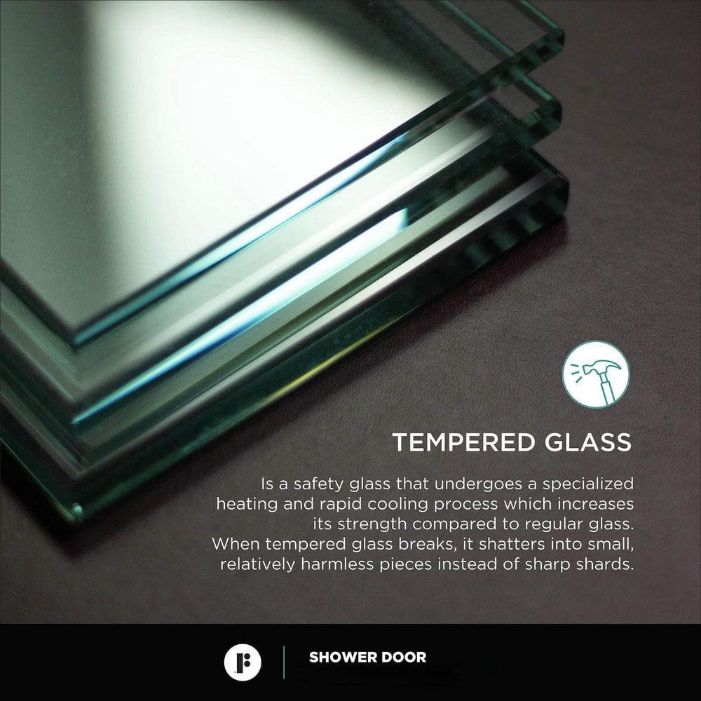 60'' Clear Tempered Glass Hinged Frameless Shower Door with Chrome Finish