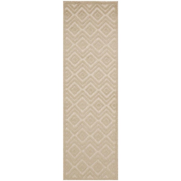 Nourison Versatile Cream 2 ft. x 8 ft. Diamond Contemporary Runner Indoor Area Rug