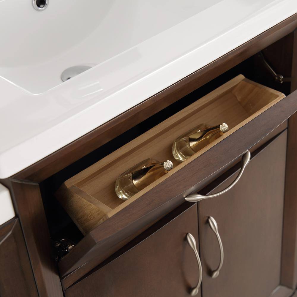 Antique Coffee 30" Country Style Bathroom Vanity Set with Mirror