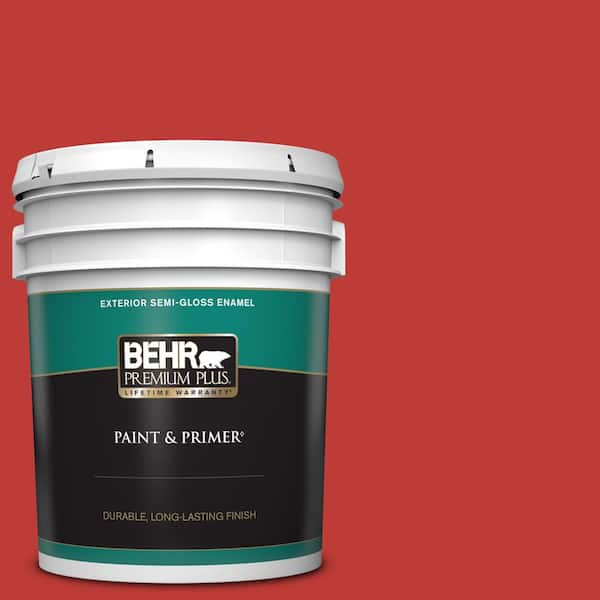 BEHR PREMIUM PLUS 5 gal. #P150-7 Flirt Alert Semi-Gloss Enamel Exterior Paint & Primer