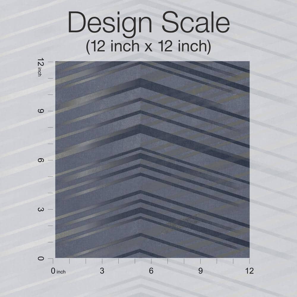Navy Chevron Non-Pasted Washable Wallpaper Roll