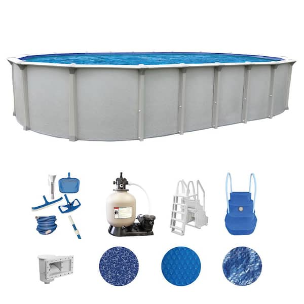 Huntington 15 ft. x 26 ft. Oval 54 in. Deep Above Ground Hard Sided Deluxe Pool Package
