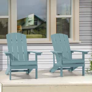 Turquoise HIPS Plastic Weather Resistant Adirondack Chair for Outdoors (2-Pack)