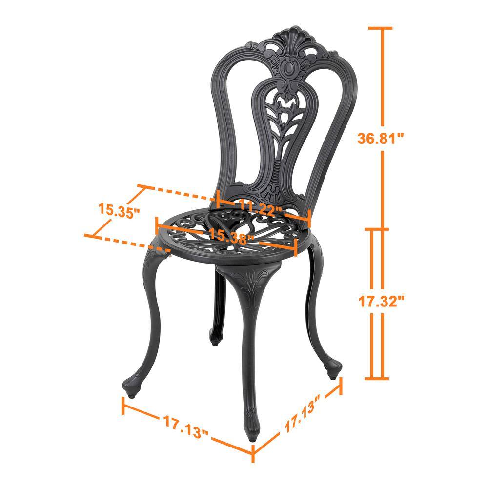 Black and Gold Speckled Cast Aluminum Outdoor Patio Chair Set