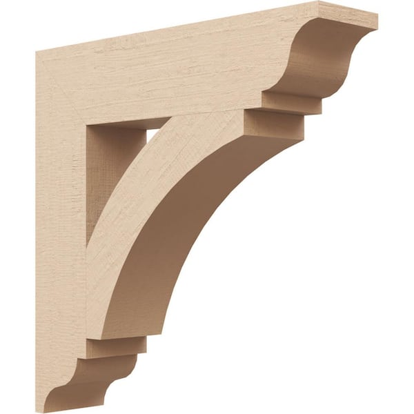 Ekena Millwork 3.5 in. x 16 in. x 16 in. Thorton Traditional Rough Cedar Woodgrain Timberthane Polyurethane Bracket, Primed Tan
