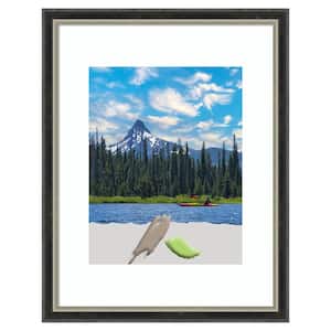 11 in. x 14 in. (Matted to 8 in. x 10 in.) Theo Black Silver Narrow Wood Picture Frame Opening Size