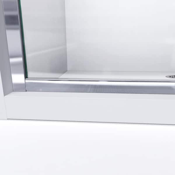 Infinity-Z 56 in. - 60 in. W x  72 in. H Semi Frameless Sliding Shower Door in Chrome with Frosted Glass