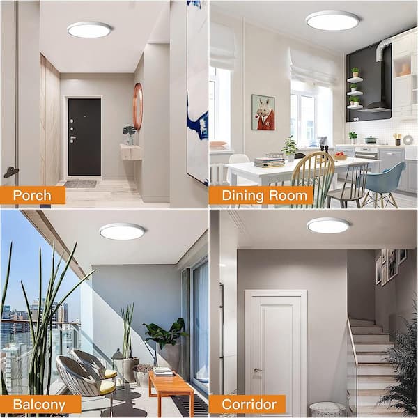 QRMOK 12 in. 20-Watt 5 Color White Indoor Selectable LED Flush Mount Dimmable Ceiling Light 2000 Lumens J-Box Compatible TLY300-20W-T-WEMA5C41 - The Home Depot QRMOK 12 in. 20-Watt 5 Color White Indoor Selectable LED Flush Mount Dimmable Ceiling Light 2000 Lumens J-Box Compatible TLY300-20W-T-WEMA5C41 - The Home Depot