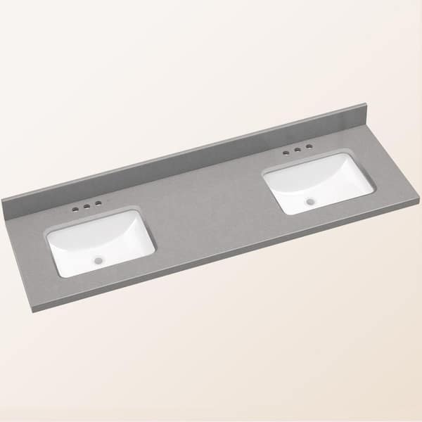 Zeafive HTK 72 in. W x 22 in. D Engineered Stone White Rectangular