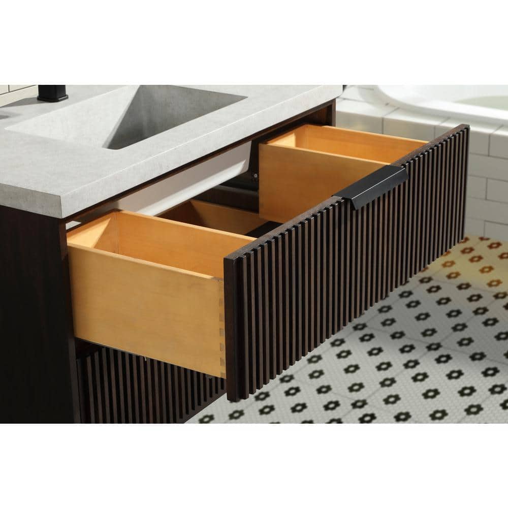 San Diego 36" Walnut Floating Bathroom Vanity with Concrete Countertop