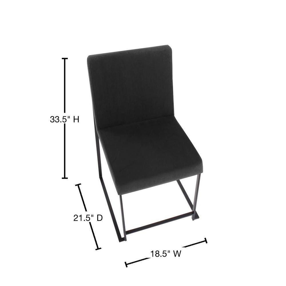 Elegant High Back Fuji Dining Chairs in Black Velvet and Steel