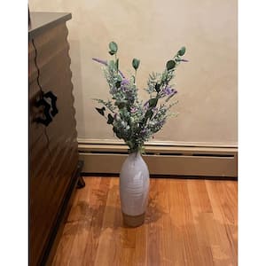 31 in. Artificial Lavender and Green Leaves Spray, Set of 3