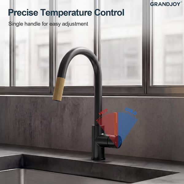 GRANDJOY 15.7 in. Height 360° Swivel Single Handle Pull Down 2