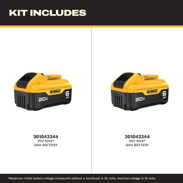 20V MAX Lithium-Ion 6.0Ah Battery (2-Pack)