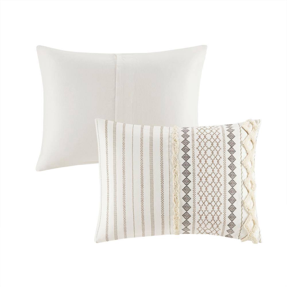 Ivory King Cotton Reversible Comforter Set with Chenille