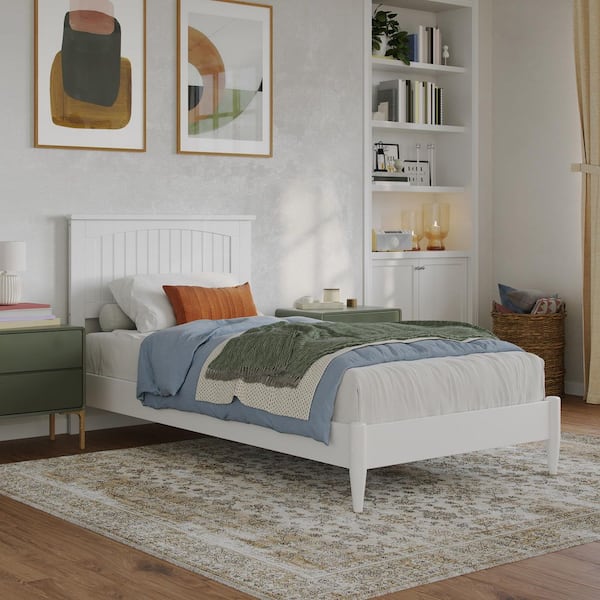 AFI Naples White Solid Wood Frame Twin XL Low Profile Platform Bed