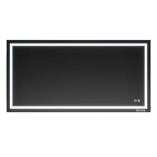 Eviva LED 72 in. W x 36 in. H Large Rectangular Frameless Anti-Fog Wallmount Bathroom Vanity Mirror in Glass