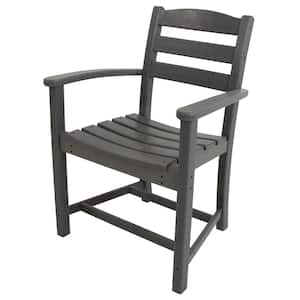 La Casa Cafe Slate Grey All-Weather Plastic Outdoor Dining Arm Chair