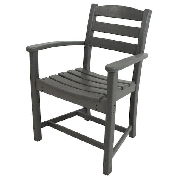 POLYWOOD La Casa Cafe Slate Grey All-Weather Plastic Outdoor Dining Arm Chair