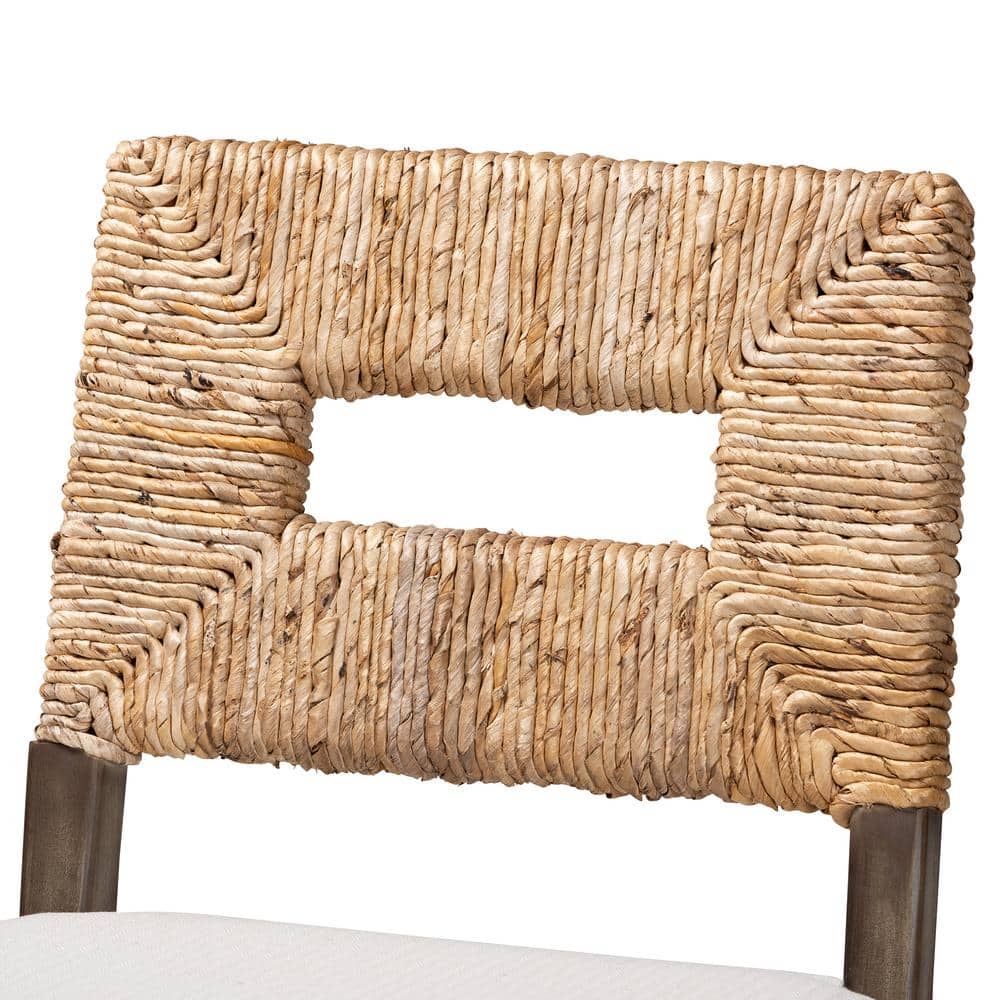 Porsha Bohemian Dark Brown Mahogany and Rattan Counter Stool
