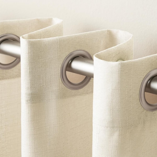 Loha Ivory Solid Light Filtering Grommet Top Curtain, 54 in. W x 108 in. L (Set of 2)