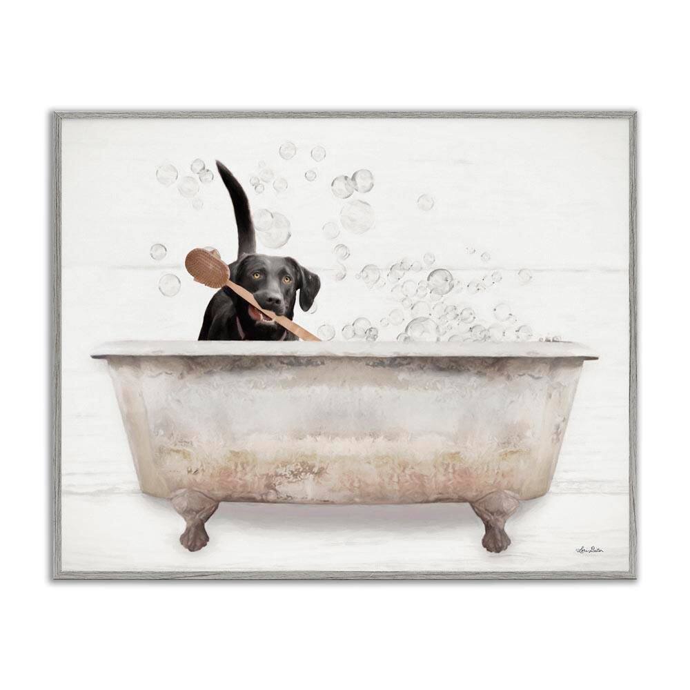 Labrador Dog Bubble Bath by Lori Deiter Gray Framed Giclee Art Print Animal 24 in. x 30 in. price history on PriceWatchPro