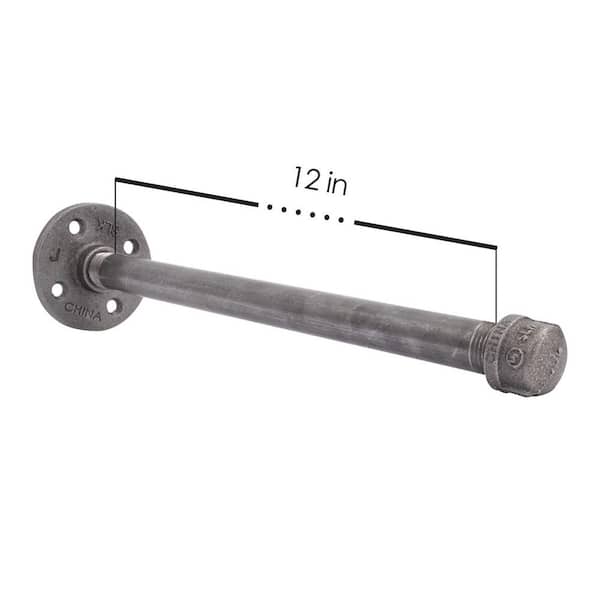 Pipe Decor 12 In Malleable Iron Wall, Industrial Shelving Hardware