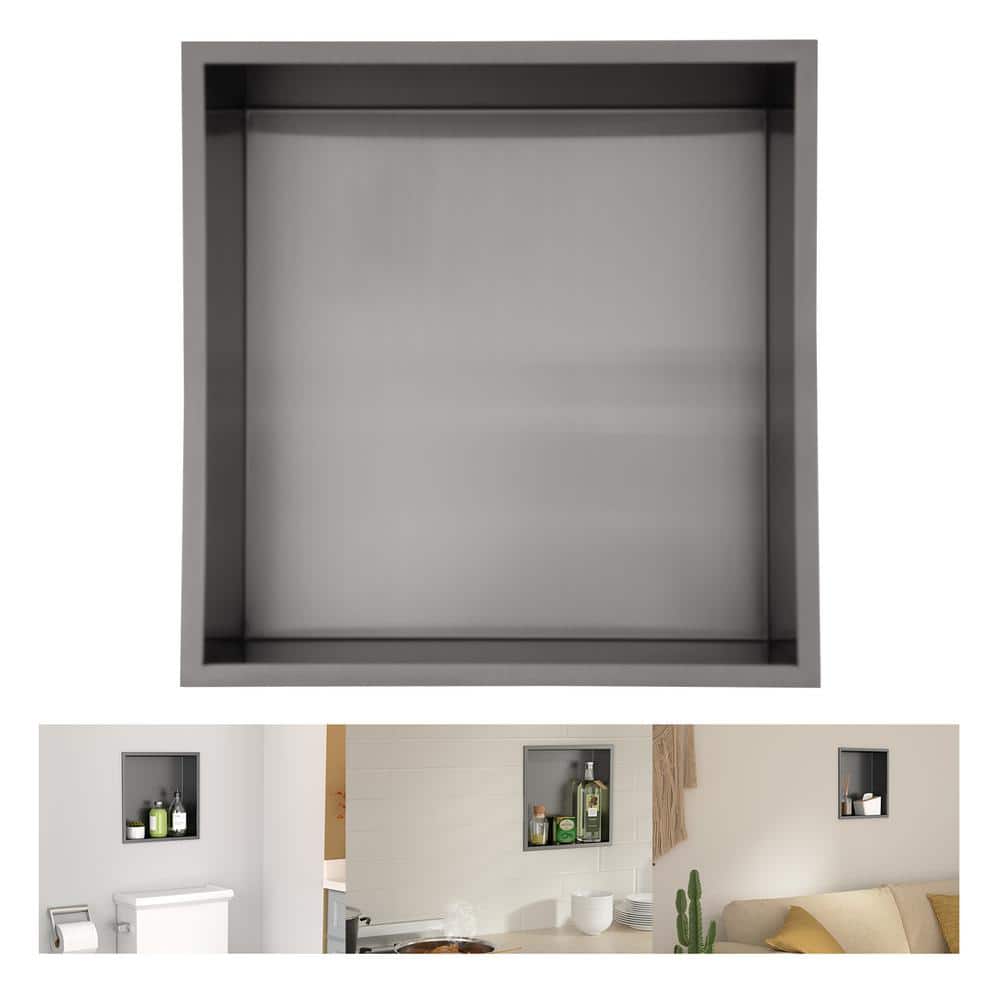 12 in. W x 12 in. H x 3.94 in. D 18-Gauge Stainless Steel Bathroom Shower Niche in Gunmetal Black price history on PriceWatchPro