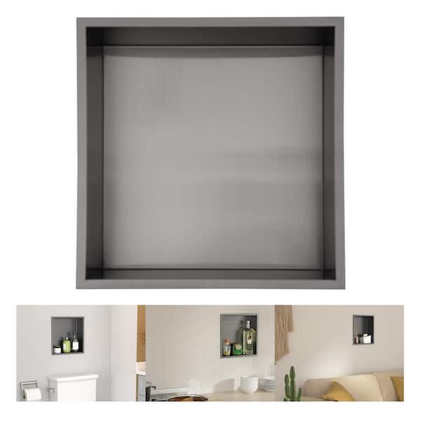 LORDEAR 12 in. W x 12 in. H x 3.94 in. D 18-Gauge Stainless Steel Bathroom Shower Niche in Gunmetal Black