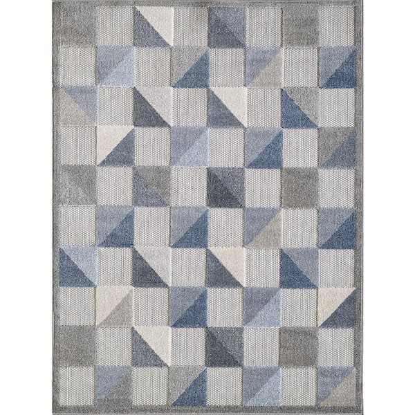 Kas Rugs Calla Blue Scope 2 ft. x 4 ft. Geometric Indoor/Outdoor Area Rug