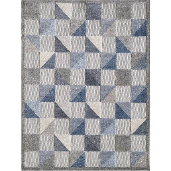 Kas Rugs Calla Blue Scope 7 ft. x 9 ft. Geometric Indoor/Outdoor Area Rug