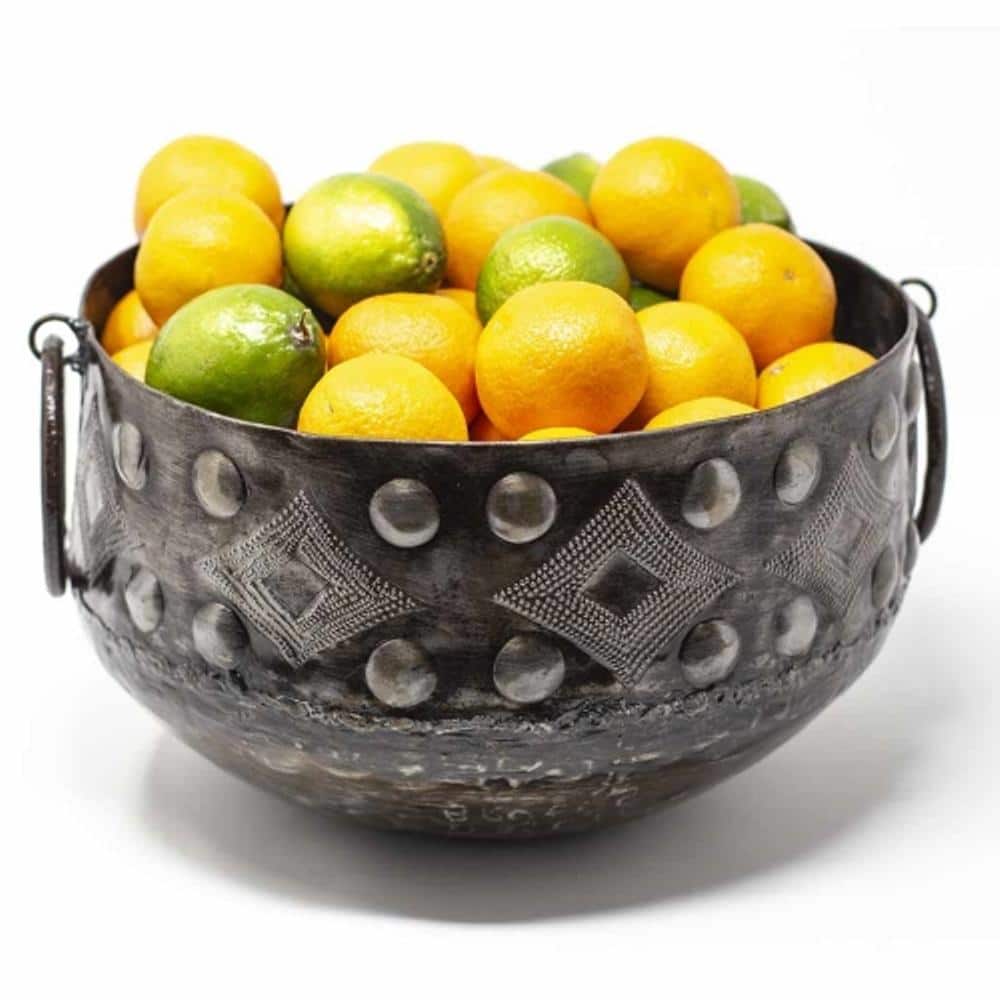 Hammered Beverage Tub Haitian Steel Grey Metallic Drum Sculpture