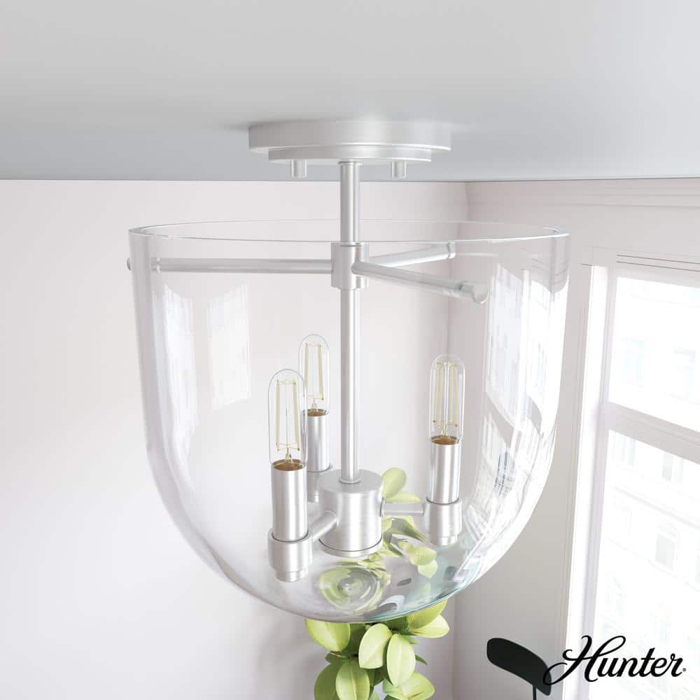 Sacha 11" Brushed Nickel and Glass Semi-Flush Mount Light