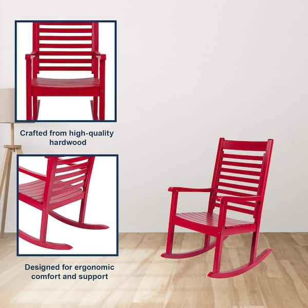 Chili Pepper Wood Outdoor Rocking Chair Set of 2 Patio Furniture, Porch Rocker, Wooden Rocking Chair, Indoor/Outdoor