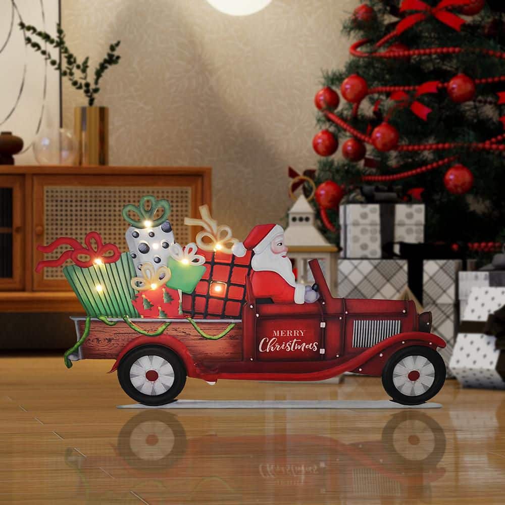 13 in. Red Steel Battery Operated Floor Standing Pre-Lit Christmas Sign with LED Lights price history on PriceWatchPro