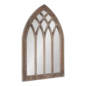 Winn 36 in. x 24 in. Classic Arch Framed Rustic Brown Wall Accent Mirror