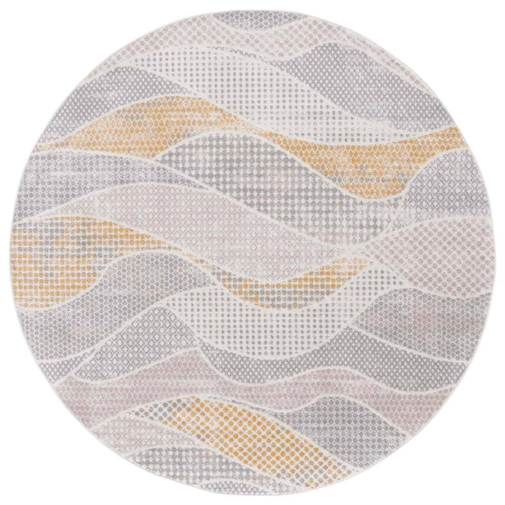 SAFAVIEH Skyler Collection Gray Beige/Gold 7 ft. x 7 ft. Abstract