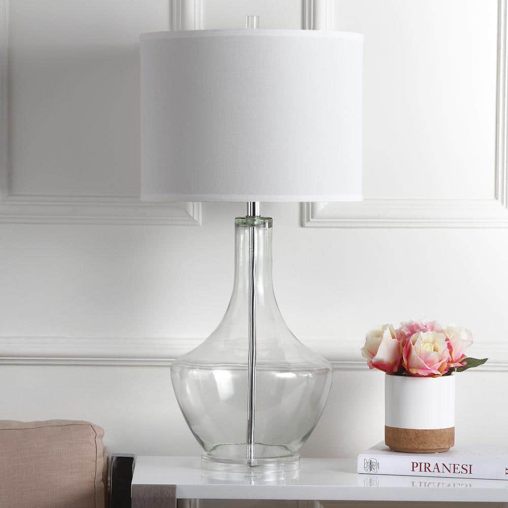 Safavieh 34.5 Inch Clear Glass Table Lamp with White Shade