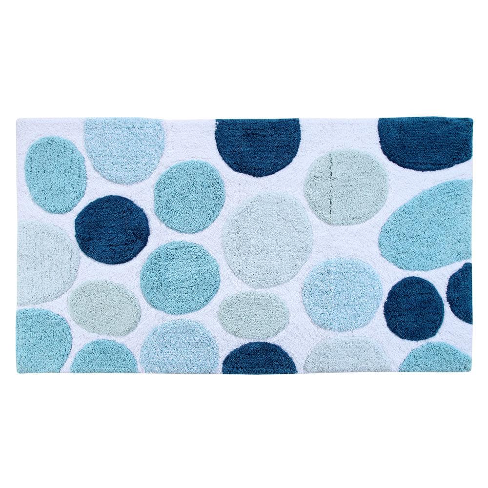 Saffron Fabs Bath Rug Cotton Blue 34 in. x 21 in. Latex Spray Non-Skid  Backing Multiple Pebble Stone Pattern Machine Washable SFBR1374S - The Home  Depot