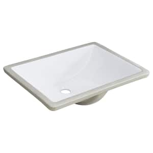 Ceramic 20.25 in. Undermount Rectangular Bathroom Sink with Front Overflow in White