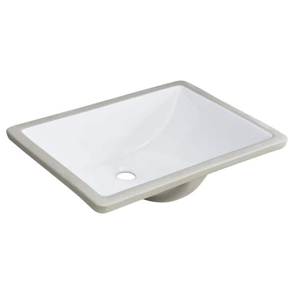 Boyel Living Ceramic 20.25 in. Undermount Rectangular Bathroom Sink with Front Overflow in White