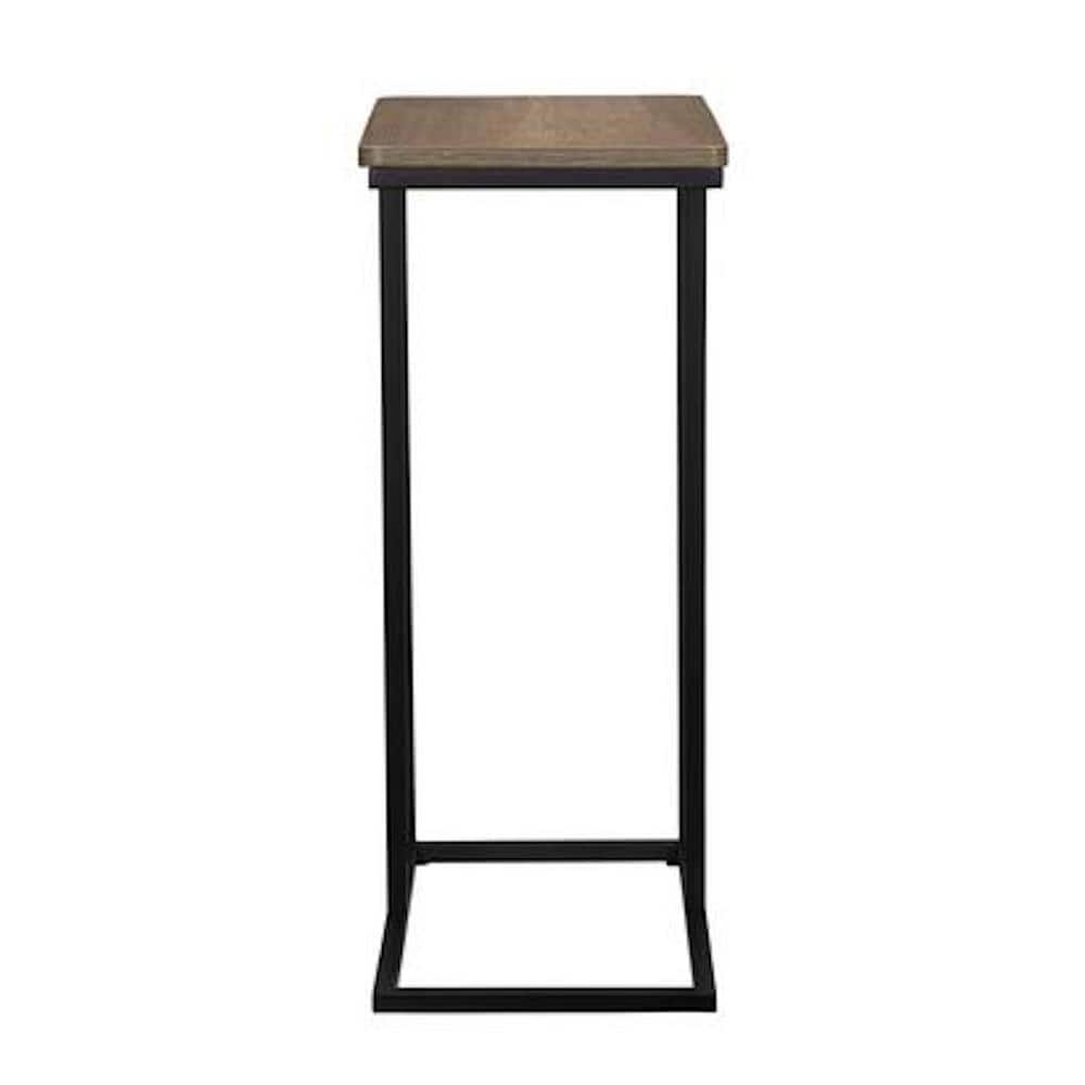 Ashwood and Black Metal C-Shaped Side Table