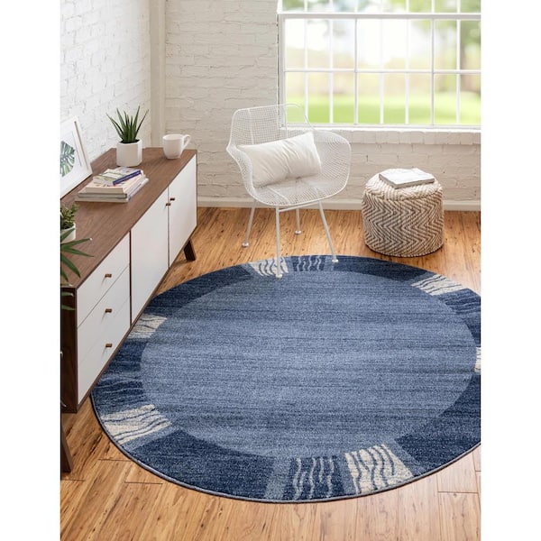 Del Mar Sarah Navy Blue 8' 0 x 8' 0 Round Rug