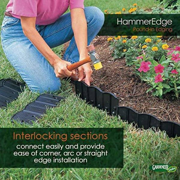 Dalen Black Plastic HammerEdge Lawn Edging, 18 ft.